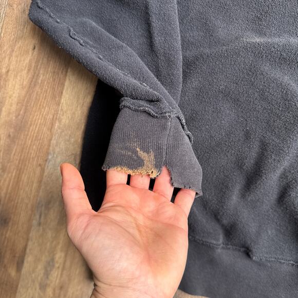 Vintage 90s Champion‎ Sweatshirt Men's Large Black Embroidered Towel Crew Neck - Picture 7 of 12